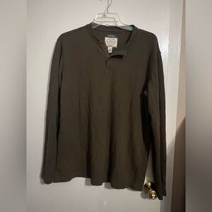 St. John's Bay Green Long Sleeve Waffle Henley